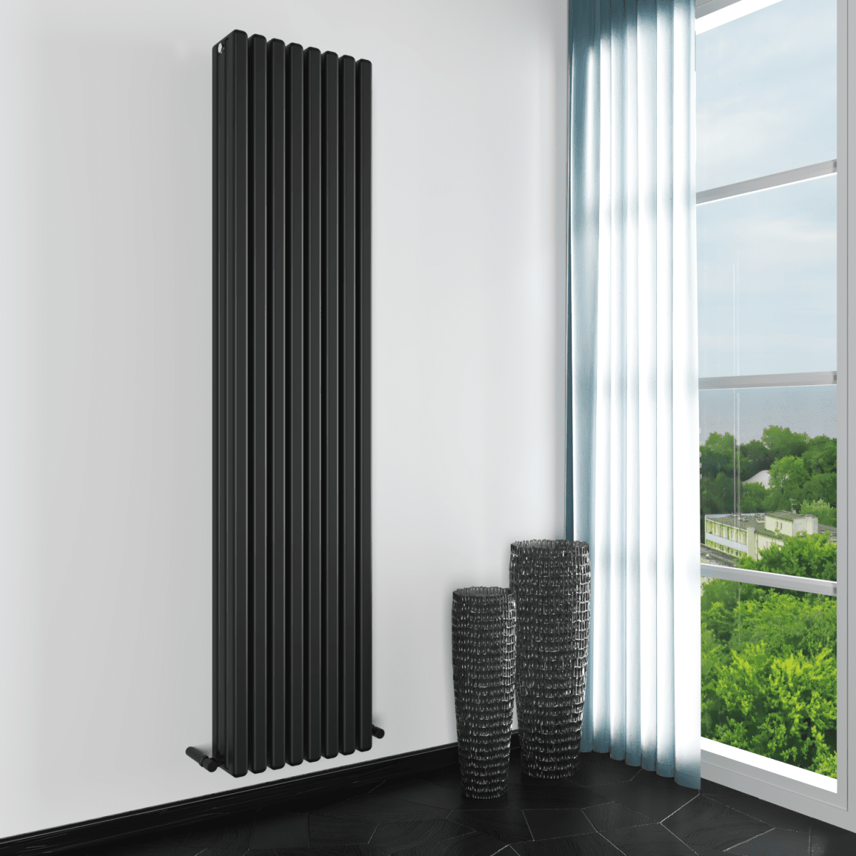 Carisa Karo Alüminyum Dikey Radyatör Standart Bağlantı Siyah. - carisa