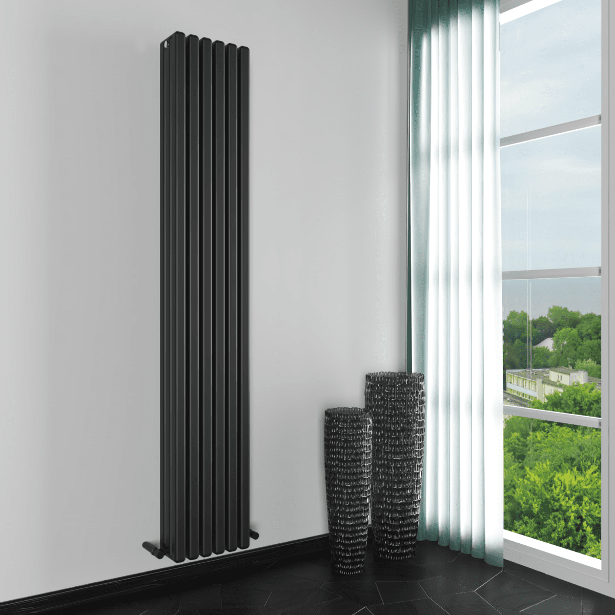 Carisa Karo Alüminyum Dikey Radyatör Standart Bağlantı Siyah. - carisa