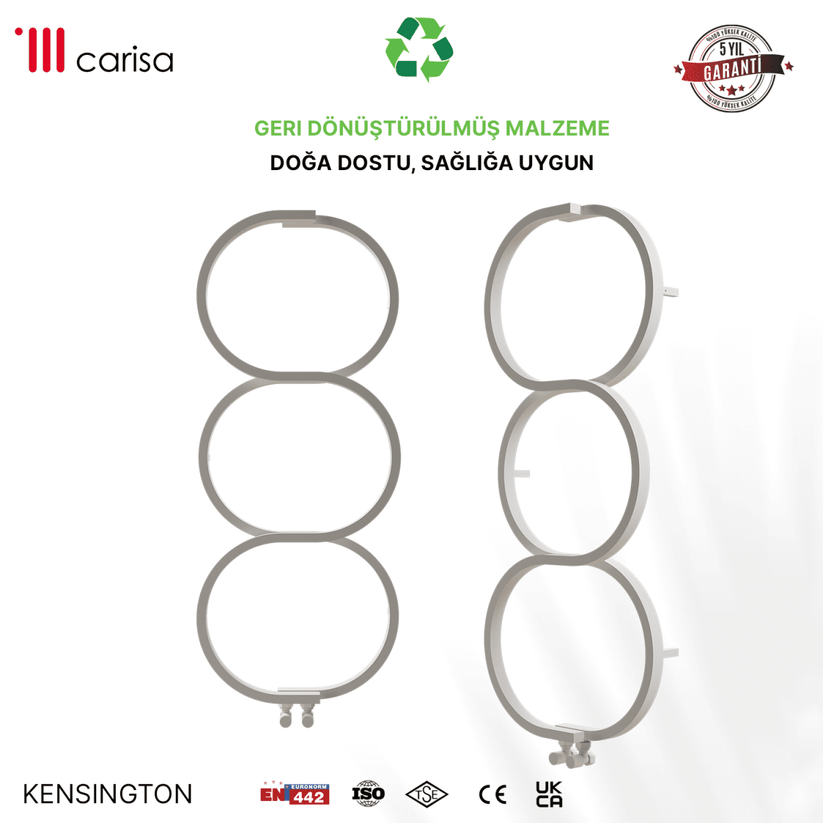 Carisa Kensington Paslanmaz Çelik Havlupan Modern Tasarım Beyaz - carisa