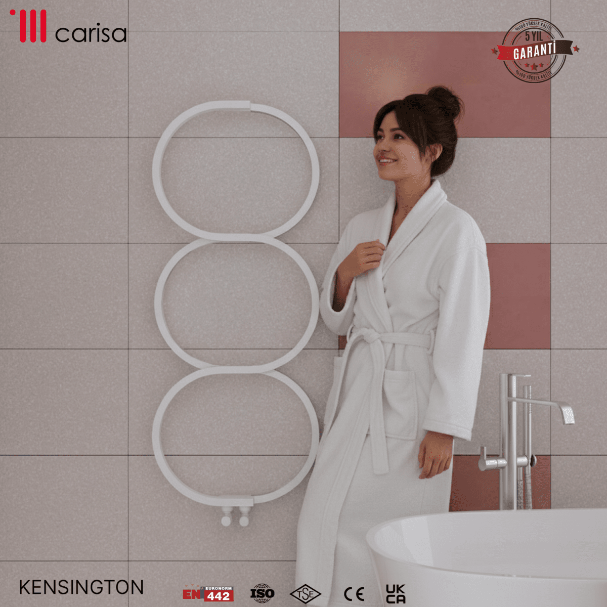 Carisa Kensington Paslanmaz Çelik Havlupan Modern Tasarım Beyaz - carisa