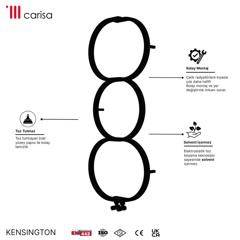 Carisa Kensington Paslanmaz Çelik Havlupan Modern Tasarım Siyah - carisa