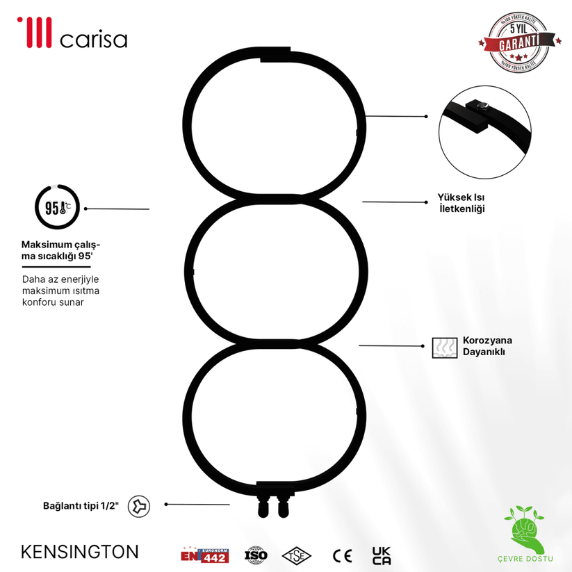 Carisa Kensington Paslanmaz Çelik Havlupan Modern Tasarım Siyah - carisa