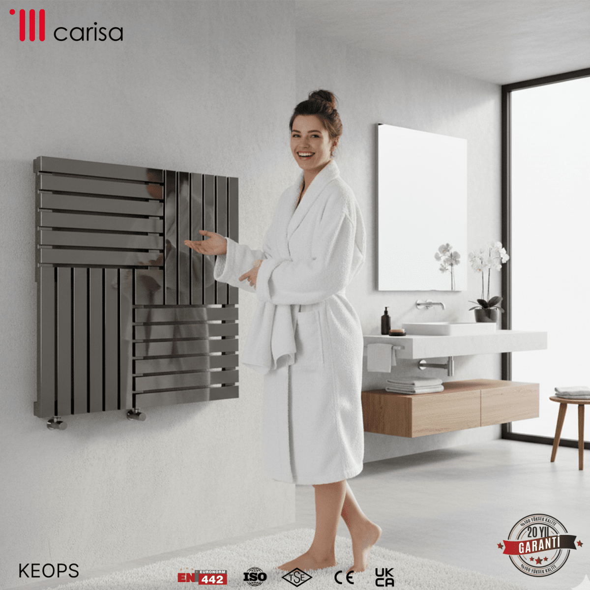 Carisa Keops Yatay Paslanmaz Çelik Radyatör Modern Tasarım Ayna Polisaj - carisa