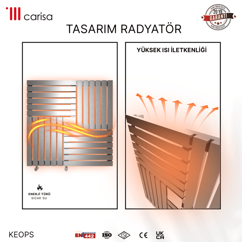 Carisa Keops Yatay Paslanmaz Çelik Radyatör Modern Tasarım Satine - carisa