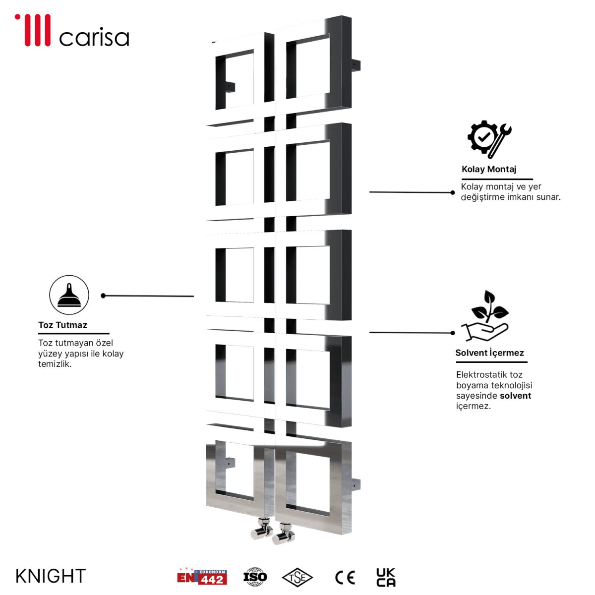 Carisa Knight Paslanmaz Çelik Havlupan Modern Tasarım Ayna Polisaj - carisa