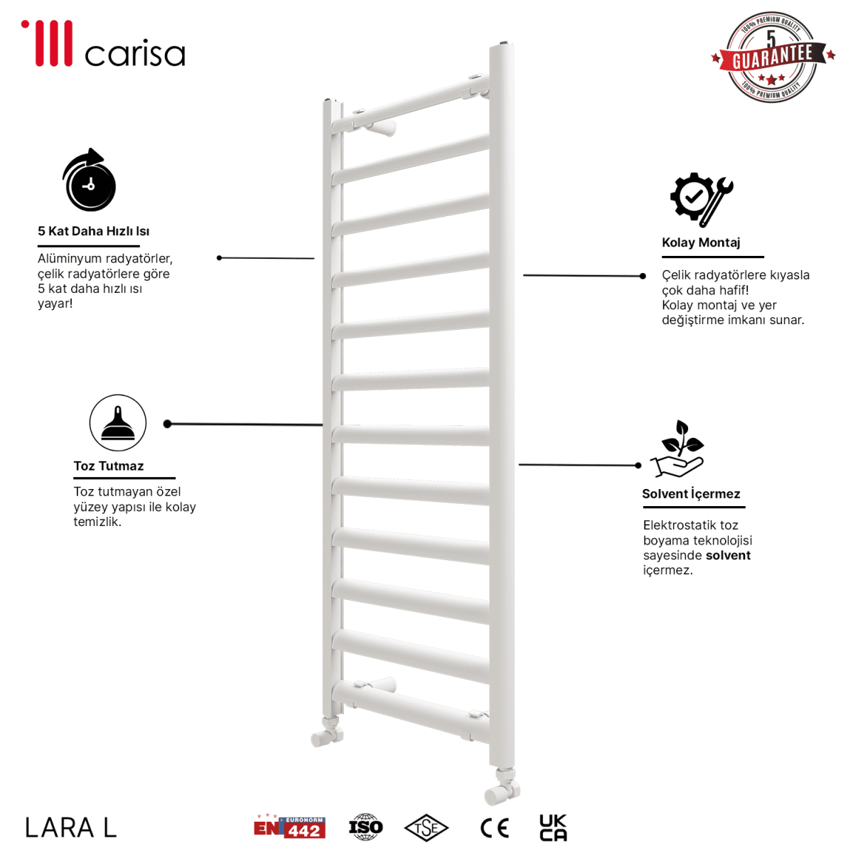Carisa Lara L Alüminyum Havlupan Modern Tasarım Beyaz - carisa