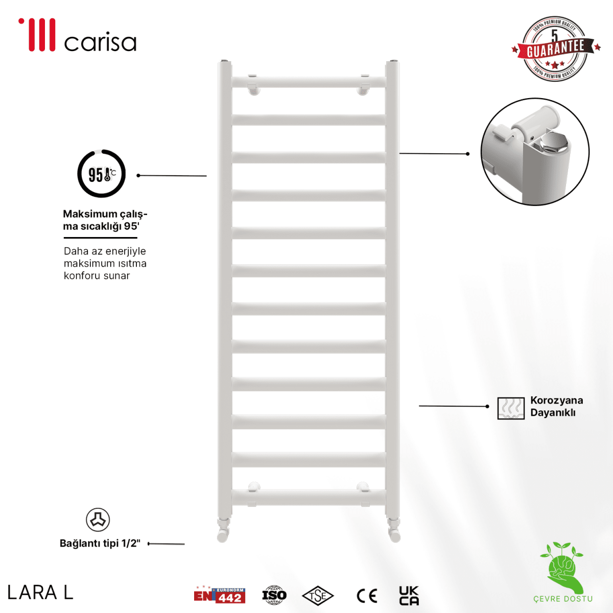 Carisa Lara L Alüminyum Havlupan Modern Tasarım Beyaz - carisa
