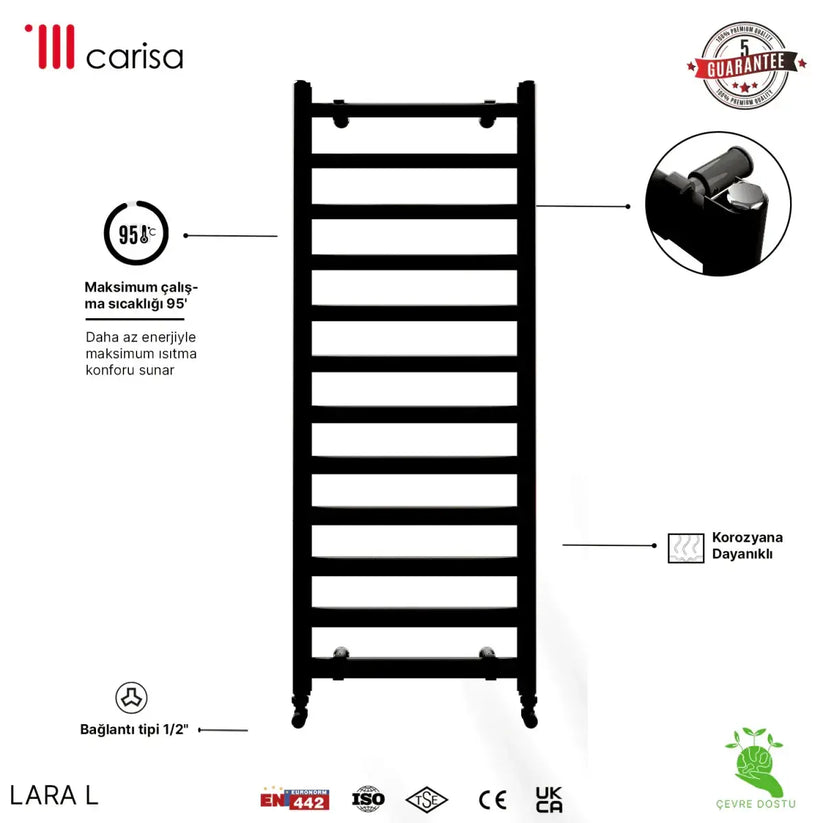 Carisa Lara L Alüminyum Havlupan Modern Tasarım Siyah - carisa