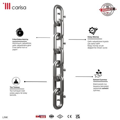 Carisa Link Dikey Paslanmaz Çelik Radyatör Modern Tasarım Satine - carisa