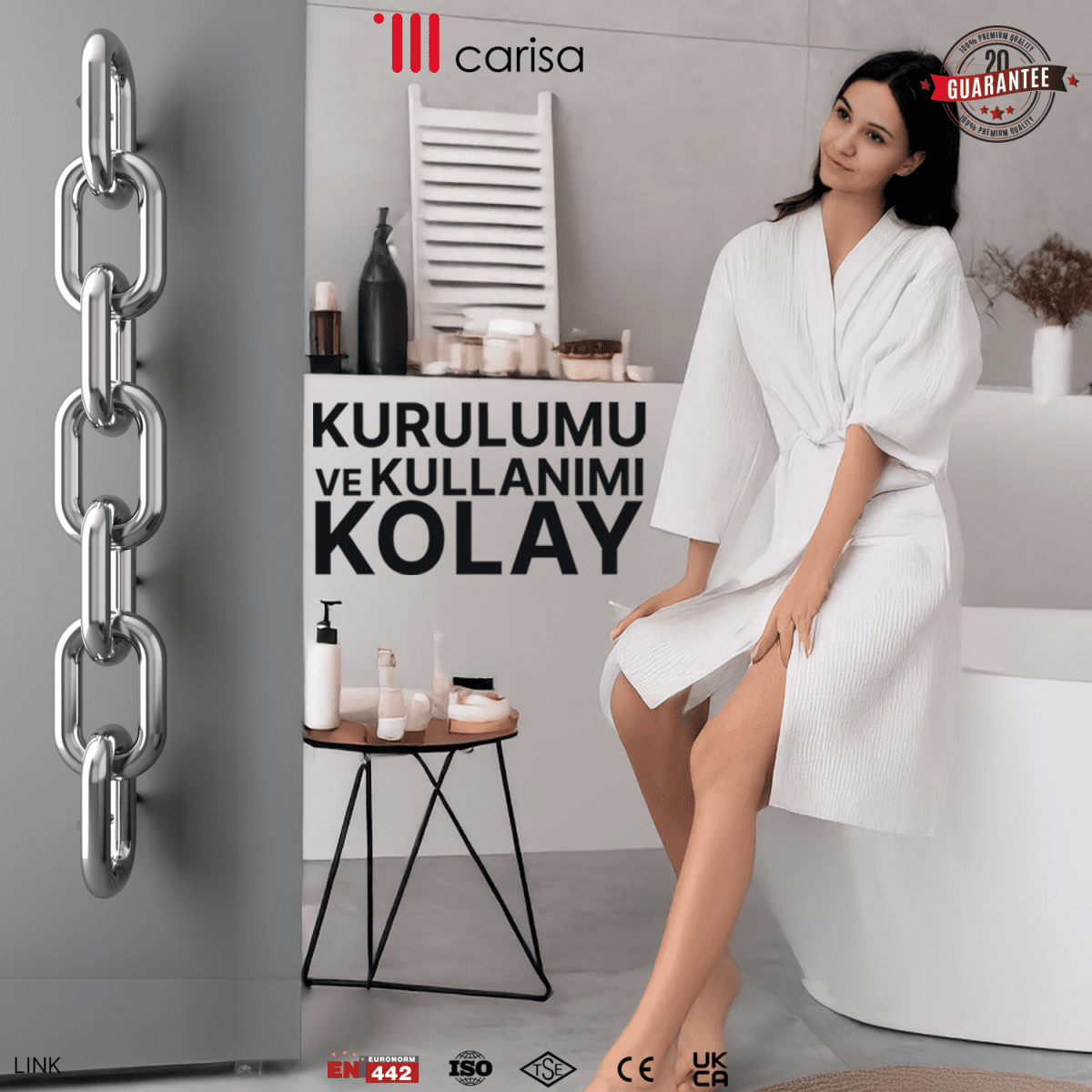 Carisa Link Dikey Paslanmaz Çelik Radyatör Modern Tasarım Satine - carisa