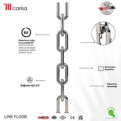 Carisa Link Floor Dikey Paslanmaz Çelik Radyatör Modern Tasarım Ayna Polisaj - carisa
