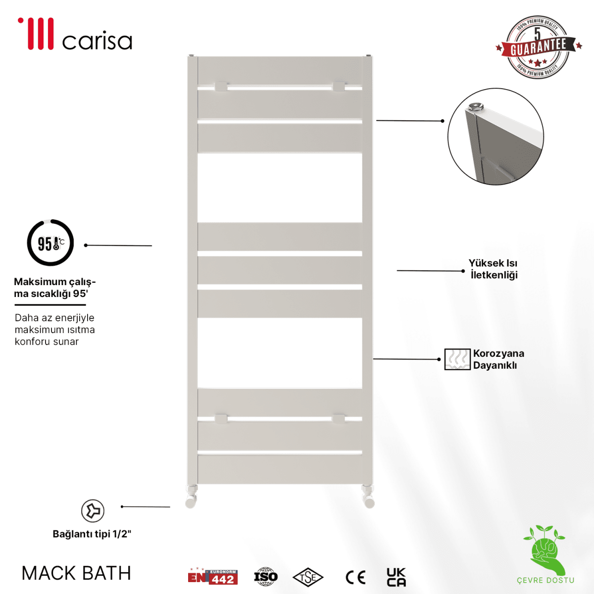 Carisa Mack Bath Alüminyum Havlupan Modern Tasarım Beyaz - carisa