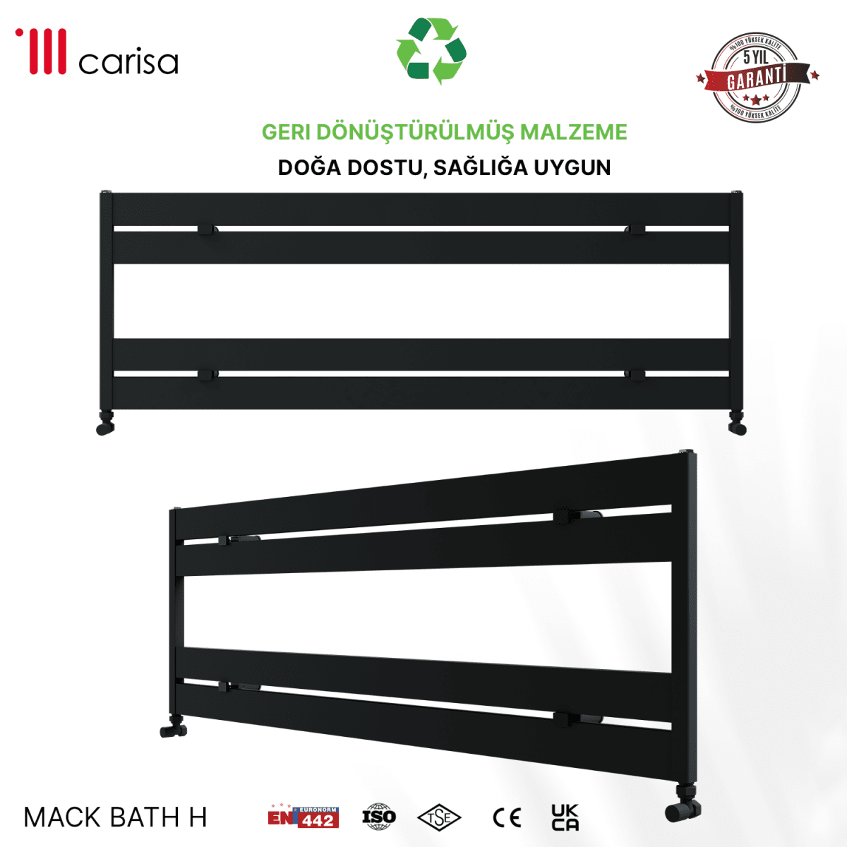 Carisa Mack Bath H Alüminyum Havlupan Modern Tasarım Siyah - carisa