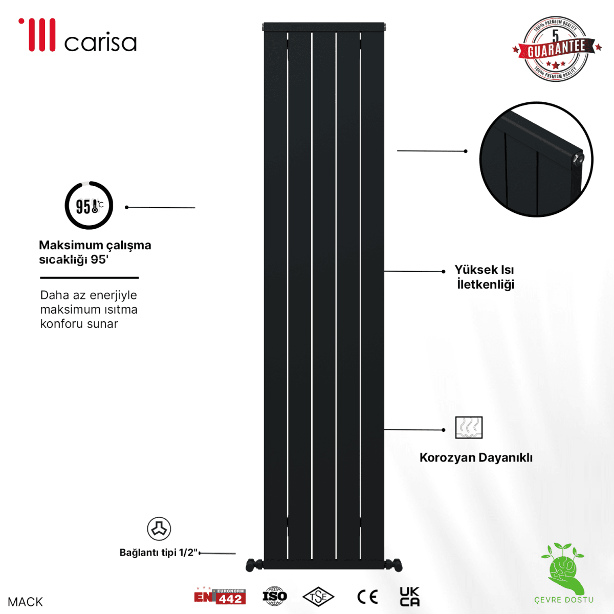 Carisa Mack Dikey Alüminyum Radyatör Modern Tasarım Antrasit - carisa