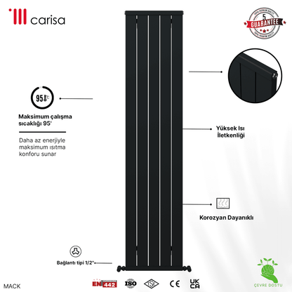 Carisa Mack Dikey Alüminyum Radyatör Modern Tasarım Antrasit - carisa
