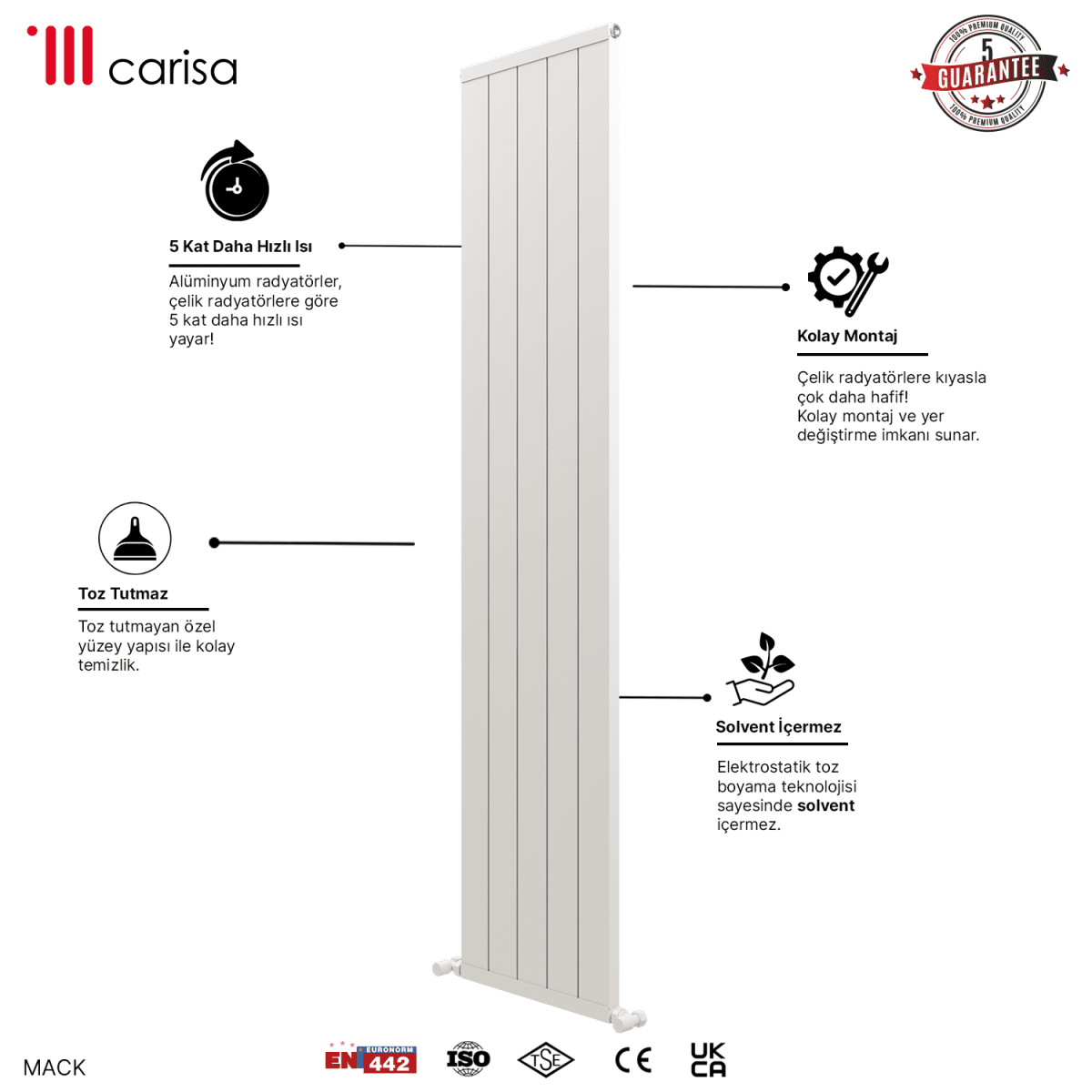Carisa Mack Dikey Alüminyum Radyatör Modern Tasarım Beyaz - carisa