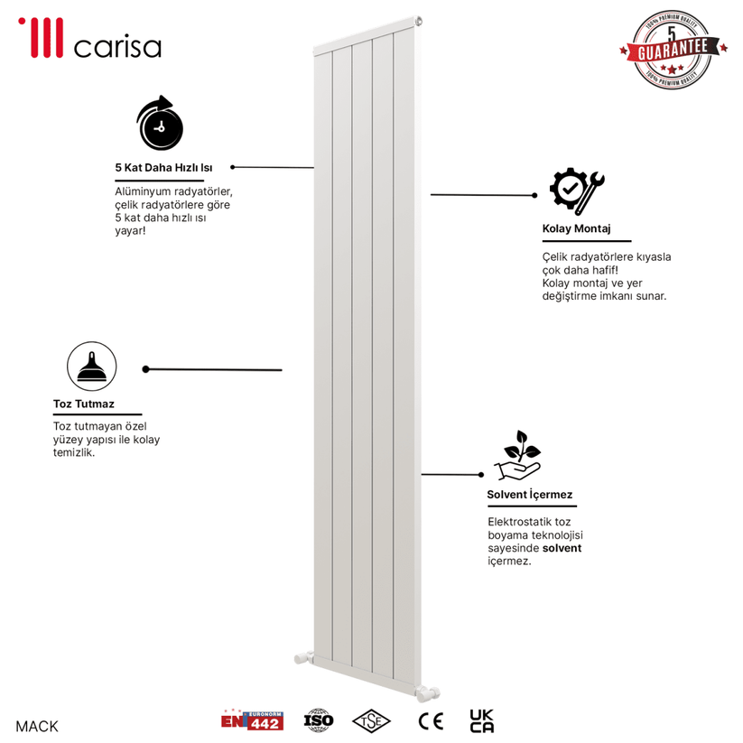 Carisa Mack Dikey Alüminyum Radyatör Modern Tasarım Beyaz - carisa