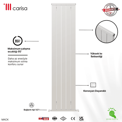 Carisa Mack Dikey Alüminyum Radyatör Modern Tasarım Beyaz - carisa