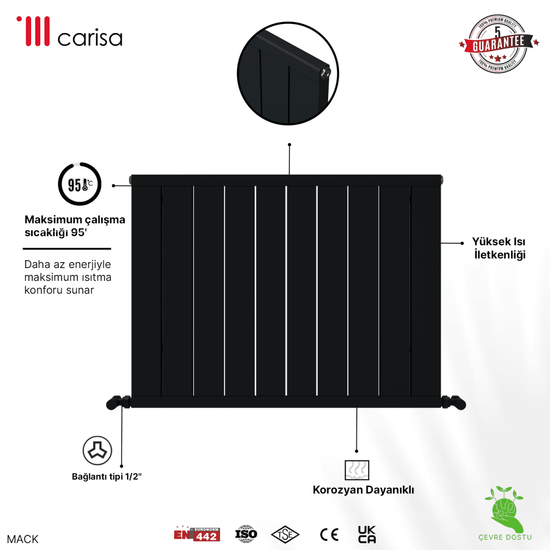 Carisa Mack Yatay Alüminyum Radyatör Modern Tasarım Antrasit - carisa