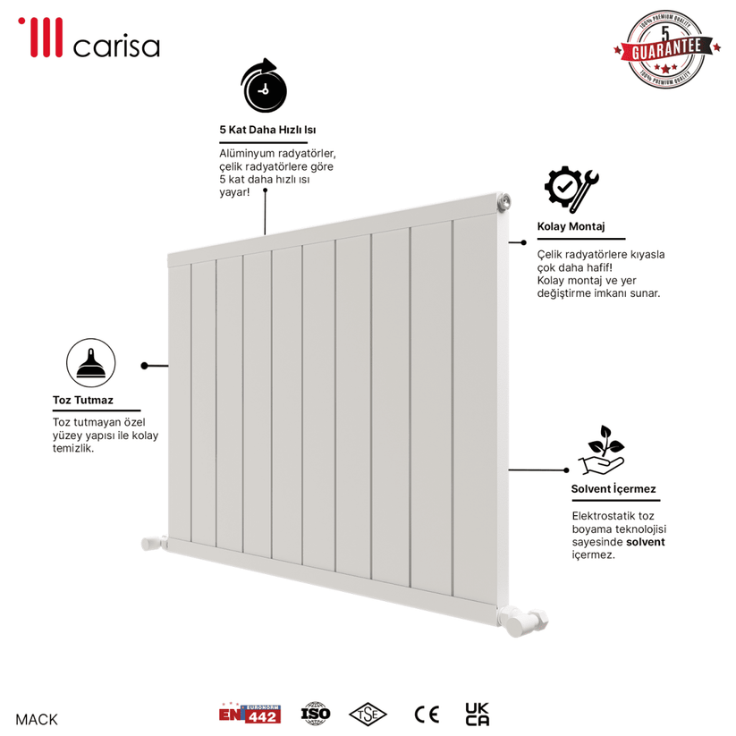 Carisa Mack Yatay Alüminyum Radyatör Modern Tasarım Beyaz - carisa