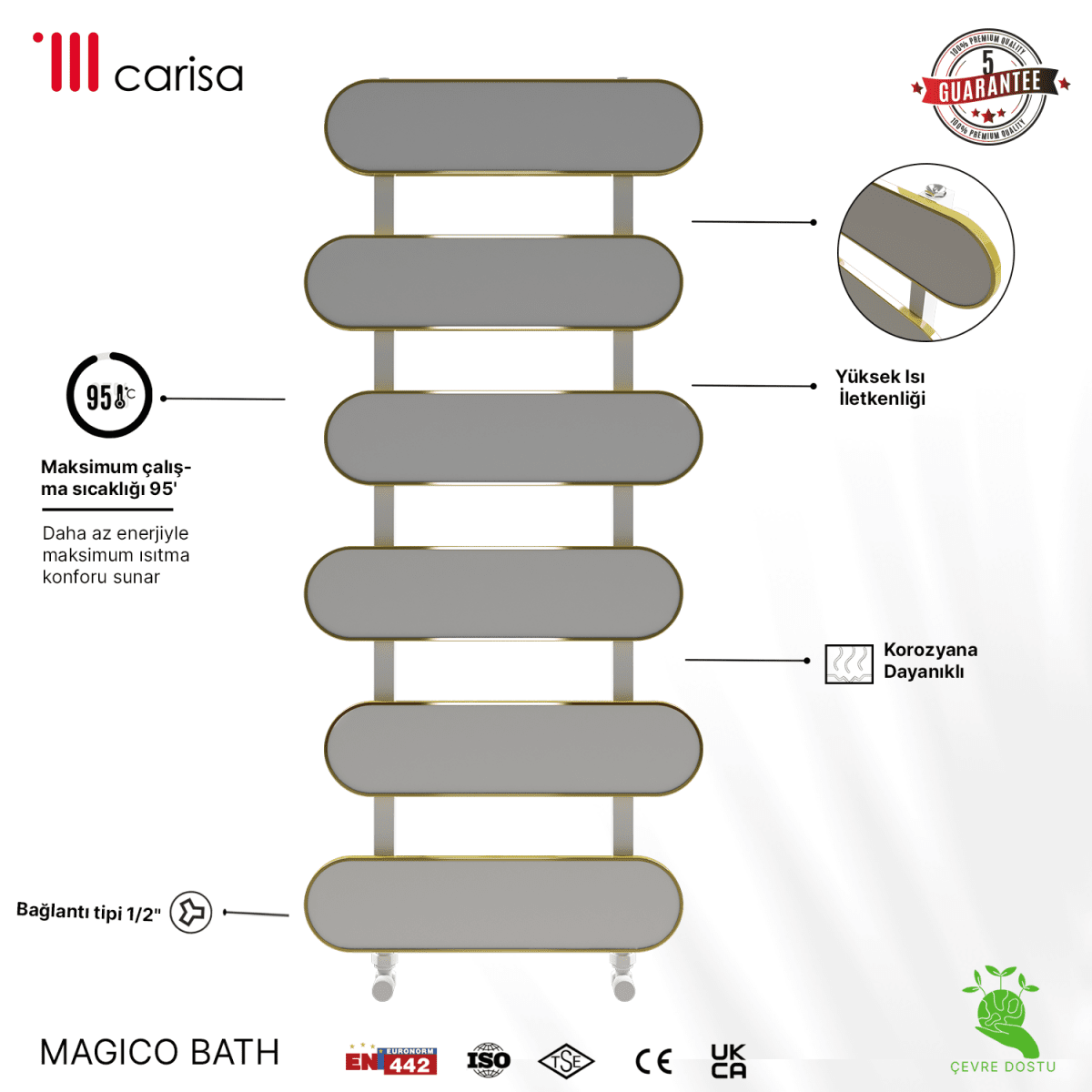 Carisa Magico Bath Alüminyum Havlupan Modern Tasarım Beyaz - carisa