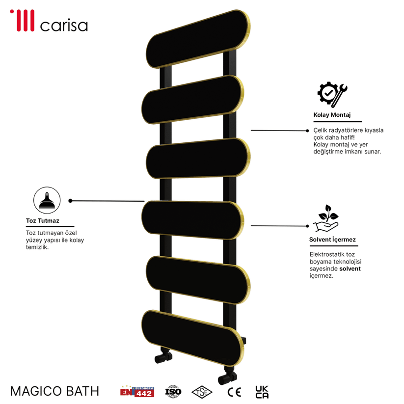 Carisa Magico Bath Alüminyum Havlupan Modern Tasarım Siyah - carisa