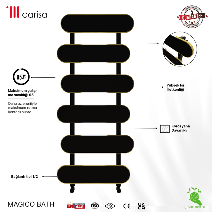 Carisa Magico Bath Alüminyum Havlupan Modern Tasarım Siyah - carisa