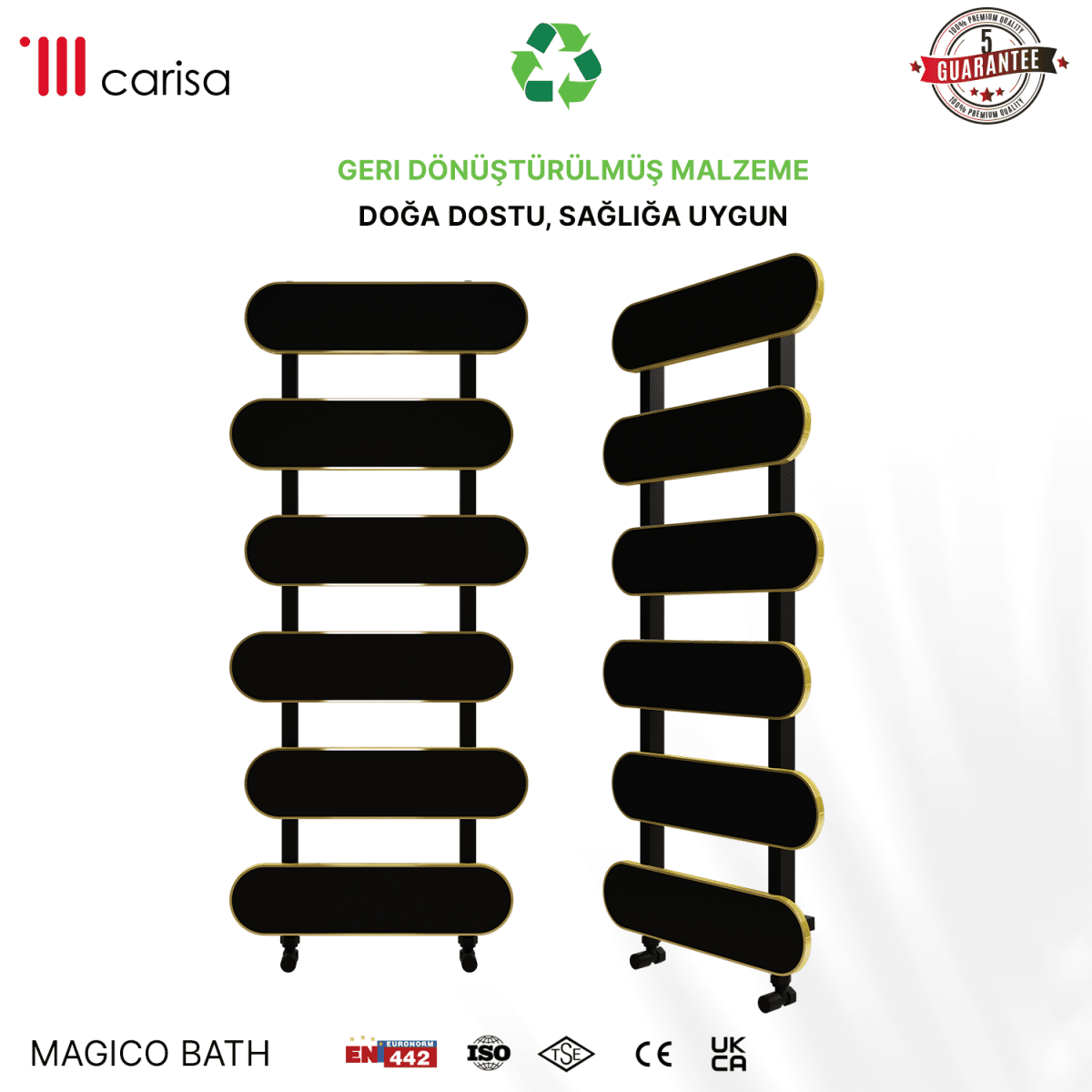 Carisa Magico Bath Alüminyum Havlupan Modern Tasarım Siyah - carisa