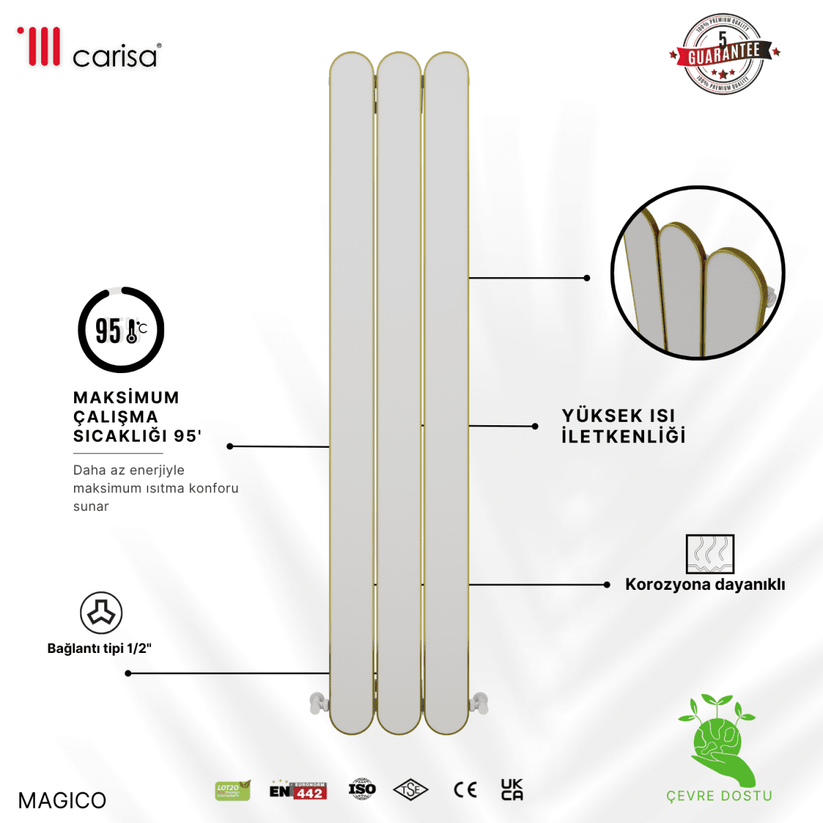 Carisa Magico Dikey Alüminyum Radyatör Modern Tasarım Beyaz - carisa