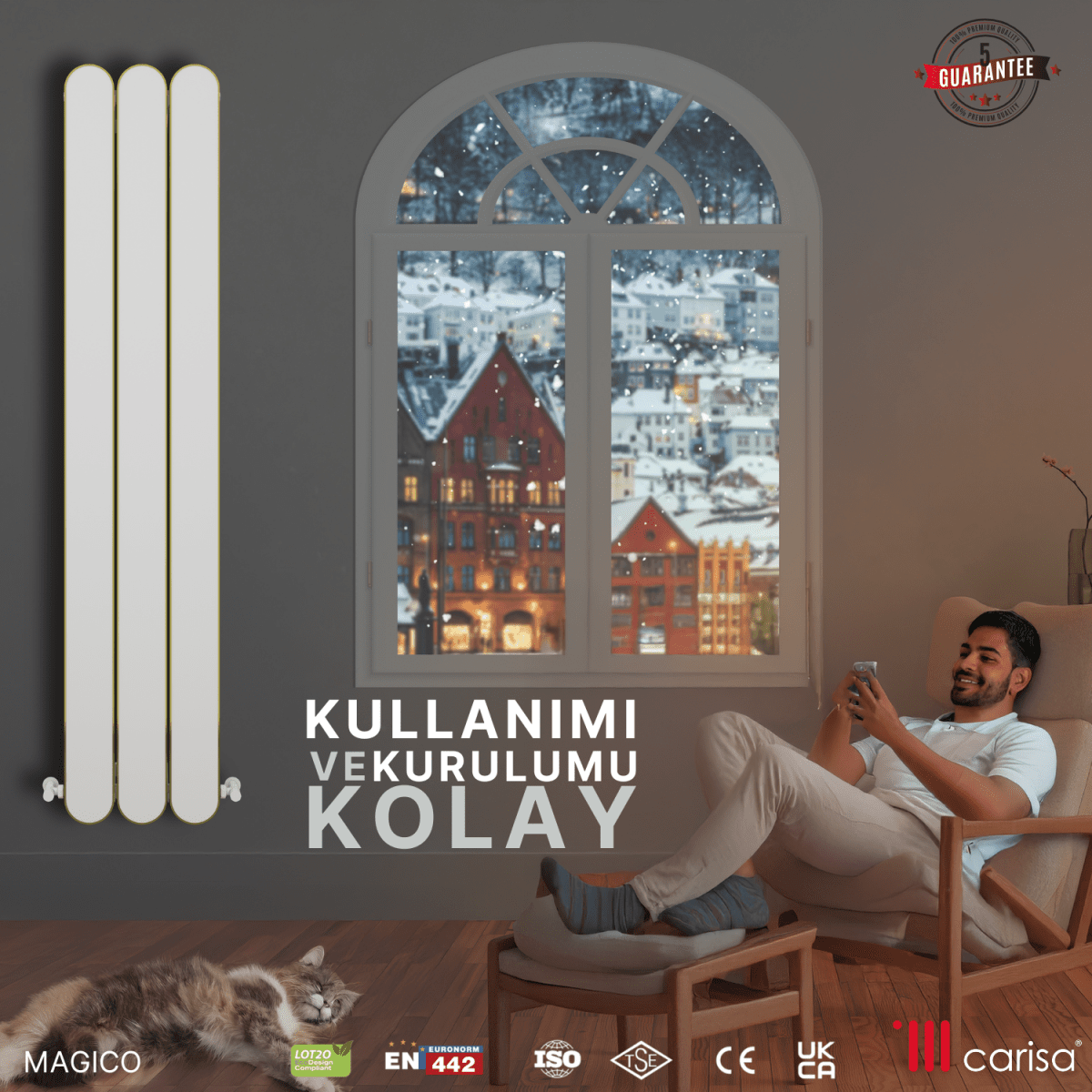 Carisa Magico Dikey Alüminyum Radyatör Modern Tasarım Beyaz - carisa