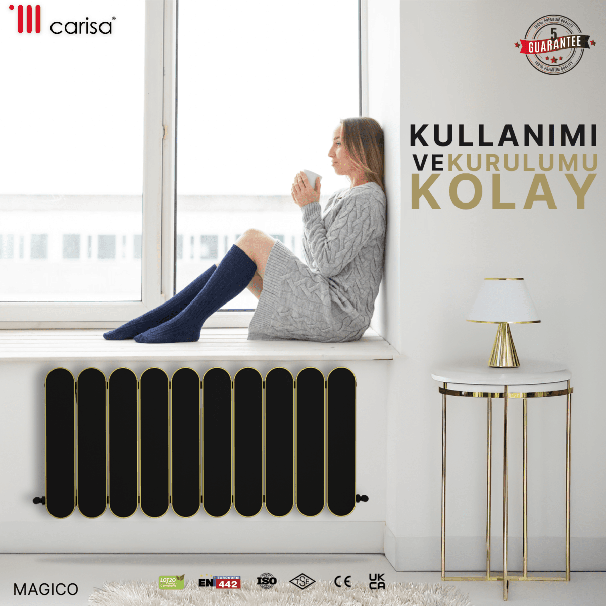 Carisa Magico Yatay Alüminyum Radyatör Modern Tasarım Siyah - carisa