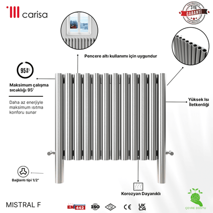 Carisa Mistral F Yatay Paslanmaz Çelik Radyatör Modern Tasarım Ayna Polisaj - carisa