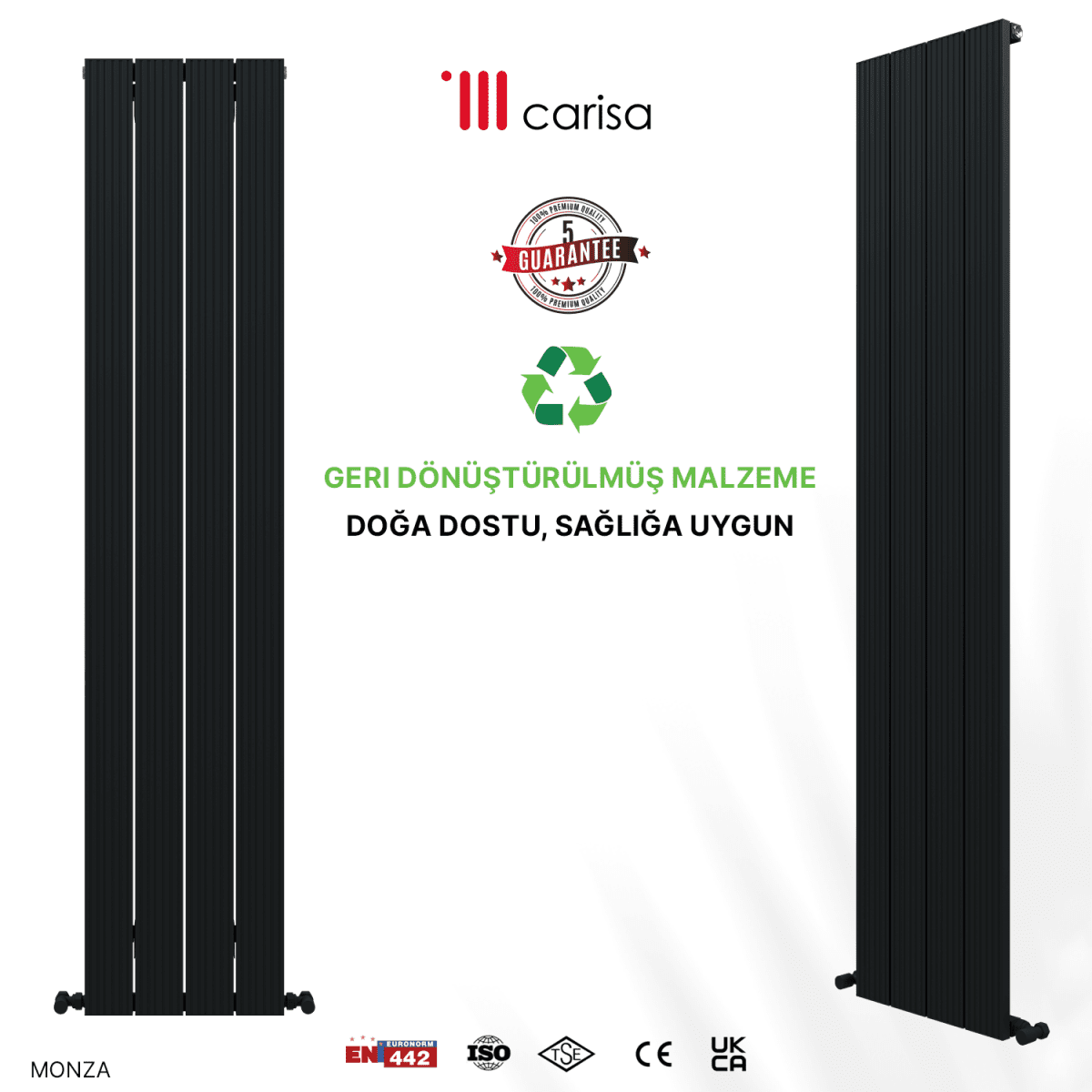 Carisa Monza Dikey Alüminyum Radyatör Modern Tasarım Antrasit - carisa