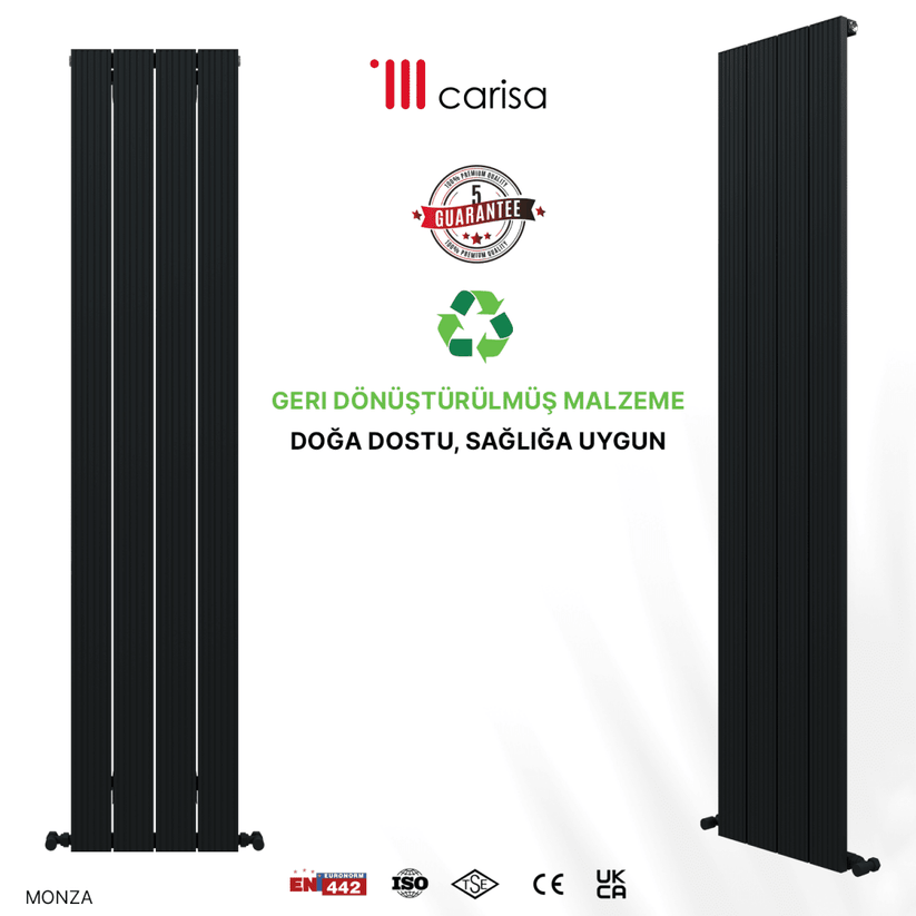 Carisa Monza Dikey Alüminyum Radyatör Modern Tasarım Antrasit - carisa