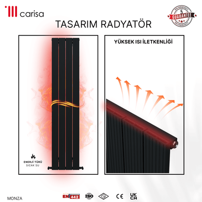 Carisa Monza Dikey Alüminyum Radyatör Modern Tasarım Antrasit - carisa