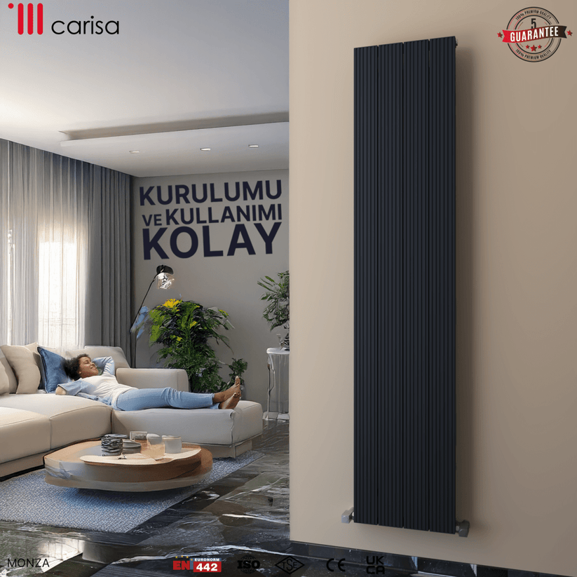 Carisa Monza Dikey Alüminyum Radyatör Modern Tasarım Antrasit - carisa