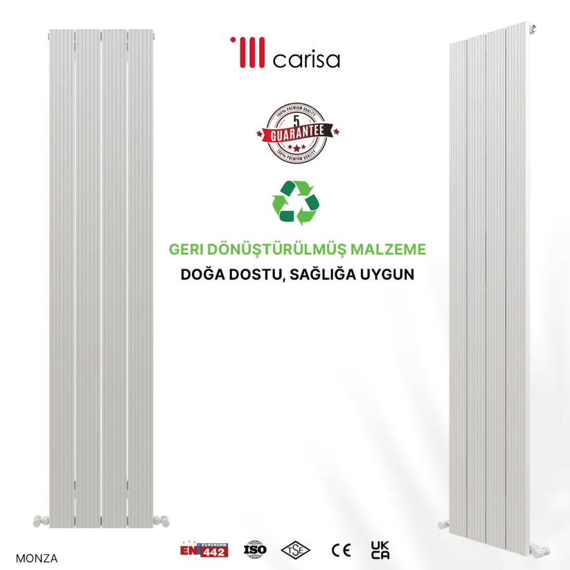 Carisa Monza Dikey Alüminyum Radyatör Modern Tasarım Beyaz - carisa