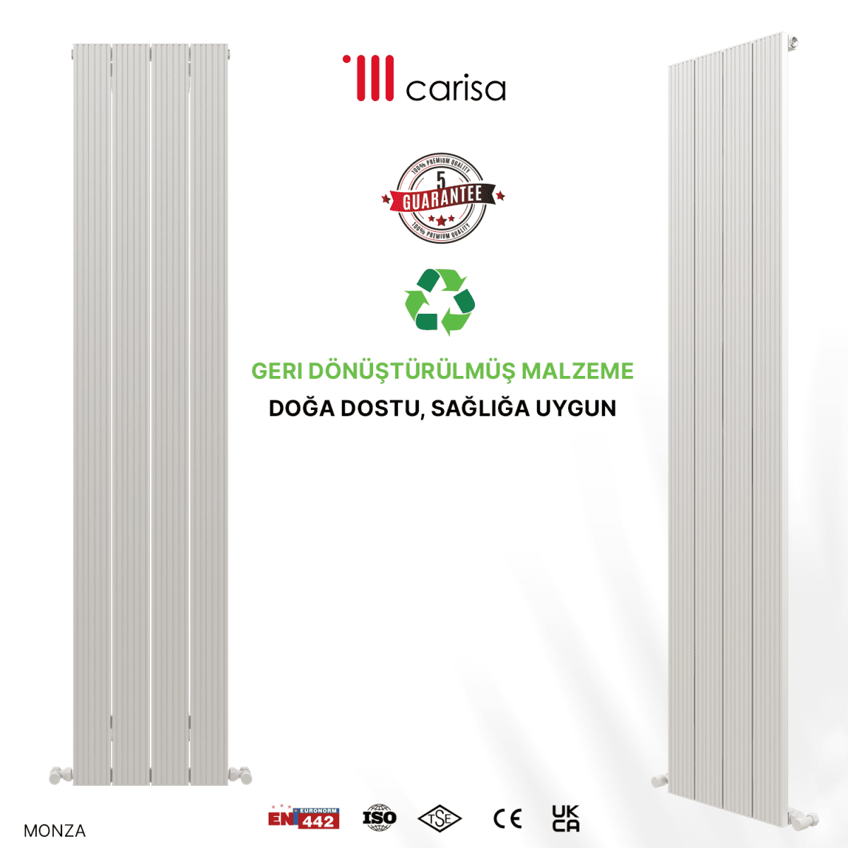 Carisa Monza Dikey Alüminyum Radyatör Modern Tasarım Beyaz - carisa