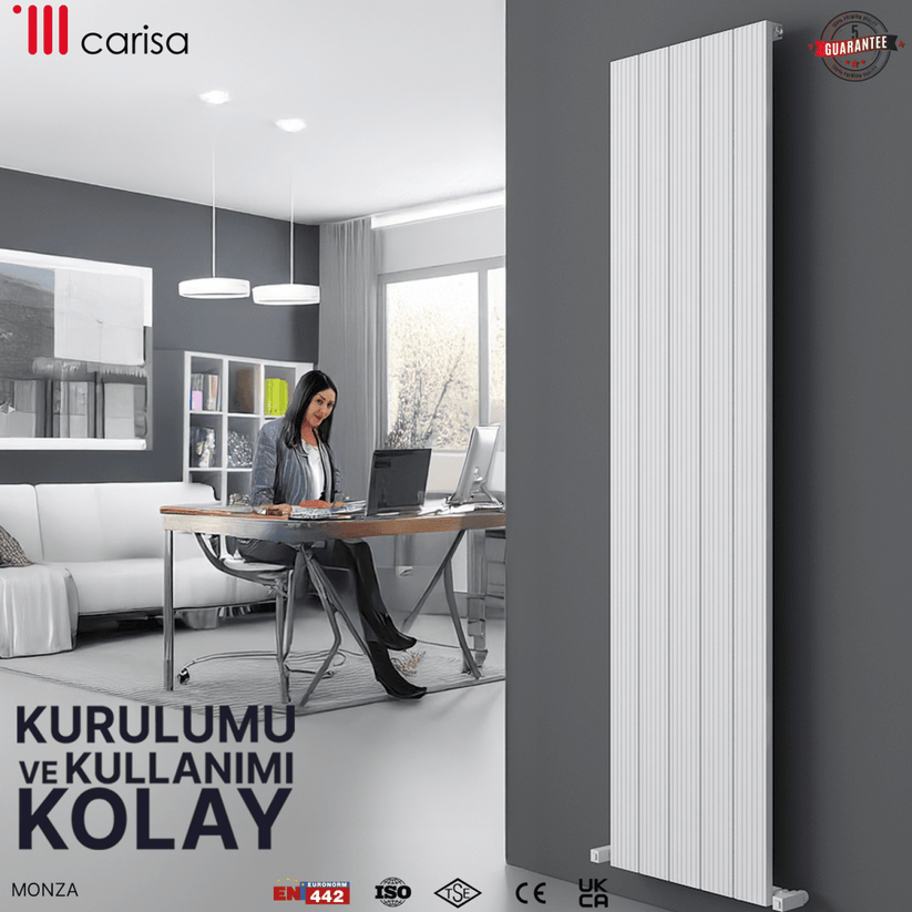 Carisa Monza Dikey Alüminyum Radyatör Modern Tasarım Beyaz - carisa