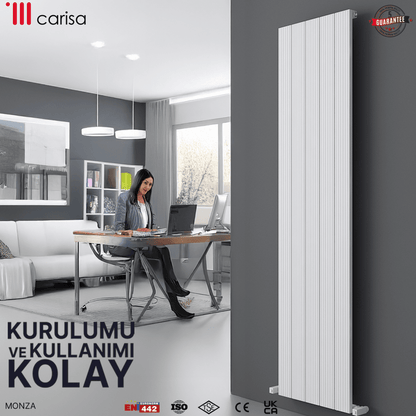 Carisa Monza Dikey Alüminyum Radyatör Modern Tasarım Beyaz - carisa