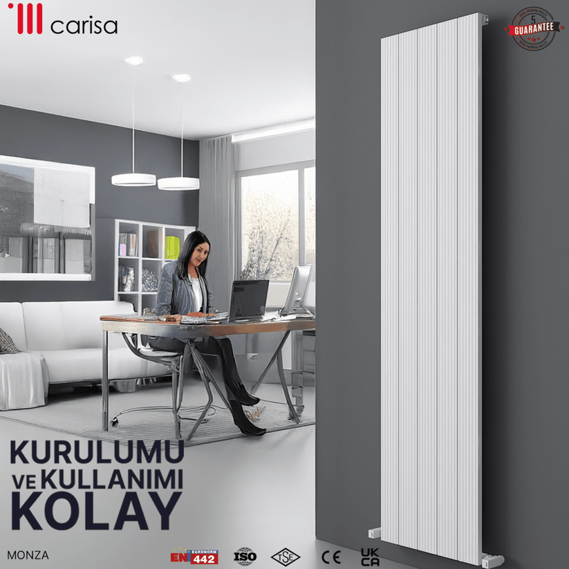 Carisa Monza Dikey Alüminyum Radyatör Modern Tasarım Beyaz - carisa