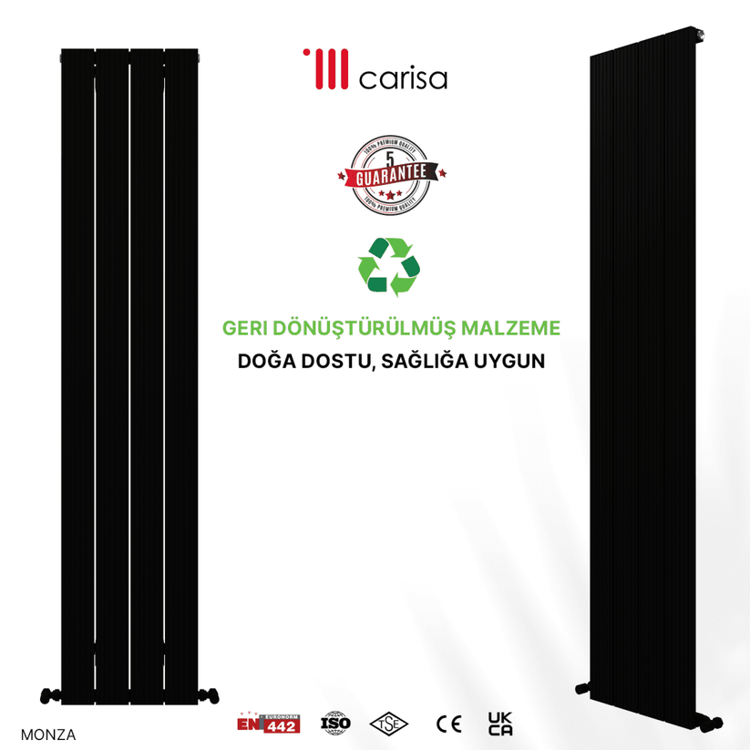 Carisa Monza Dikey Alüminyum Radyatör Modern Tasarım Siyah - carisa