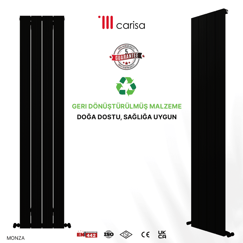 Carisa Monza Dikey Alüminyum Radyatör Modern Tasarım Siyah - carisa