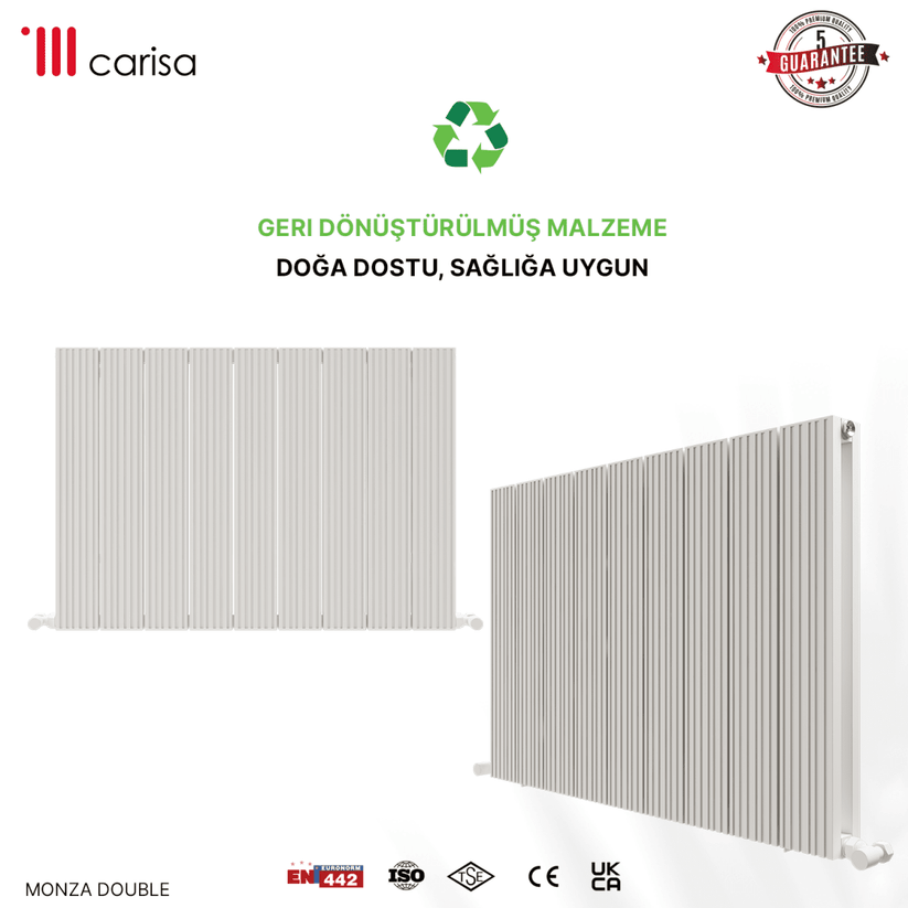 Carisa Monza Double Alüminyum Radyatör Beyaz Standart Bağlantı - carisa