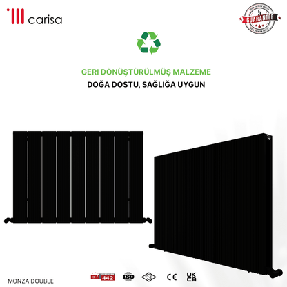 Carisa Monza Double Alüminyum Radyatör Siyah Standart Bağlantı - carisa