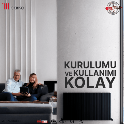 Carisa Monza Double Alüminyum Radyatör Siyah Standart Bağlantı - carisa