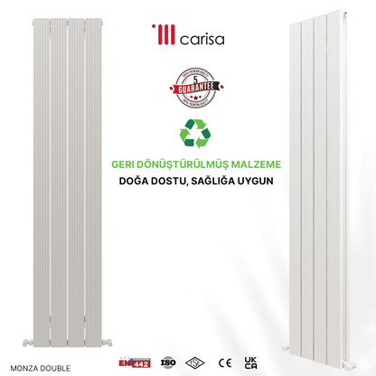 Carisa Monza Double Dikey Alüminyum Radyatör Modern Tasarım Beyaz - carisa