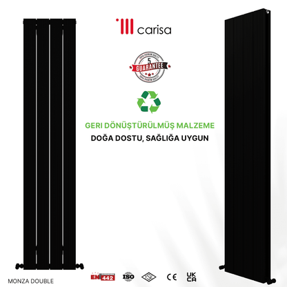 Carisa Monza Double Dikey Alüminyum Radyatör Modern Tasarım Siyah - carisa
