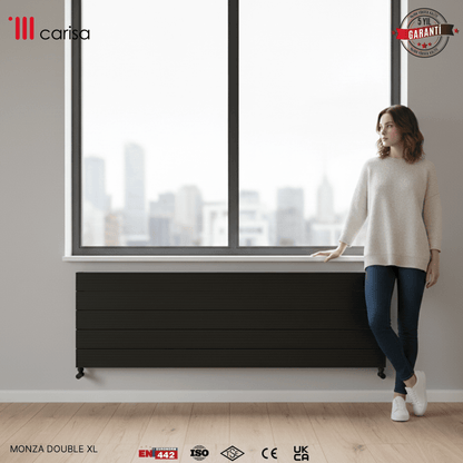 Carisa Monza Double Xl Yatay Alüminyum Radyatör Modern Tasarım Siyah - carisa
