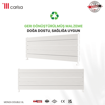 Carisa Monza Double Xl Yatay Alüminyum Radyatör Modern Tasarım Beyaz - carisa